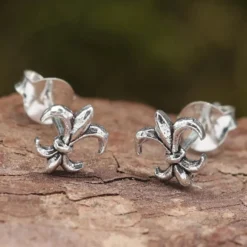 Mittelalter Lilie Ohrstecker Ohrring Silber 925 Ohrschmuck