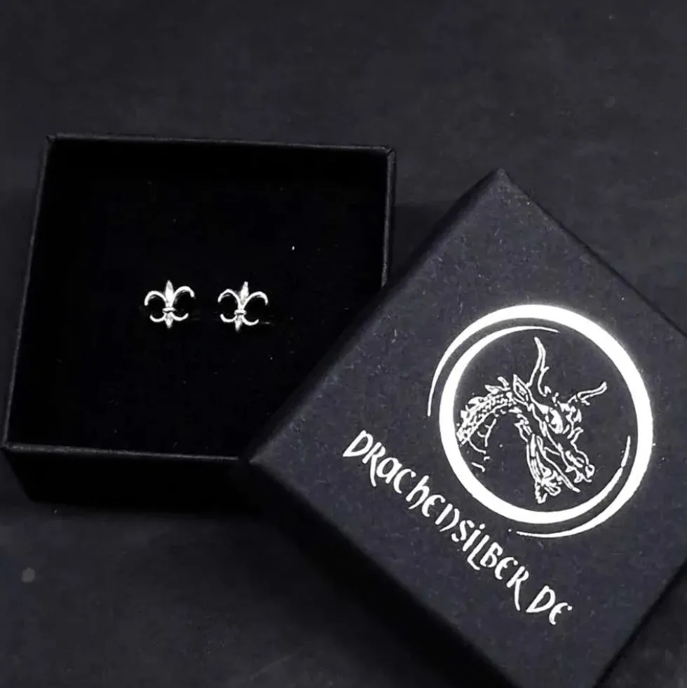 Mittelalter Lilie Ohrstecker Ohrring Silber 925 Ohrschmuck