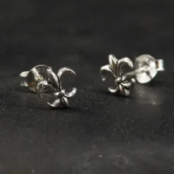 Mittelalter Lilie Ohrstecker Ohrring Silber 925 Ohrschmuck