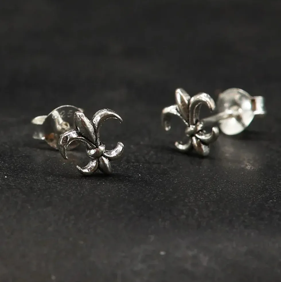 Mittelalter Lilie Ohrstecker Ohrring Silber 925 Ohrschmuck