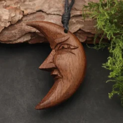 Mond Anhänger Holzschmuck Kettenanhänger Handarbeit
