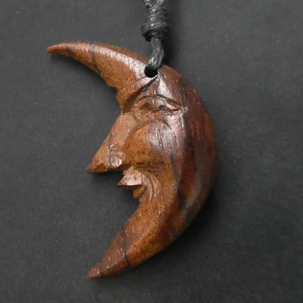 Mond Anhänger Holzschmuck Kettenanhänger Handarbeit