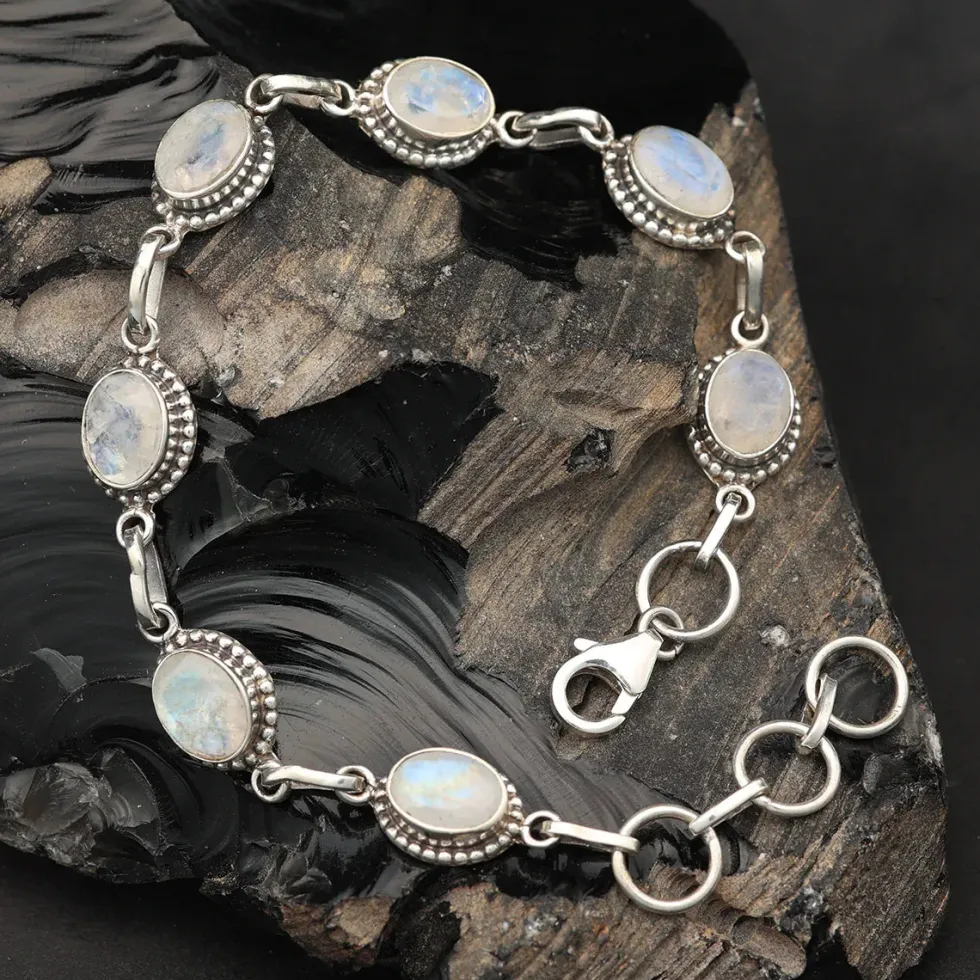 Mondstein Armband Edelstein Damen Armschmuck 925 Silber