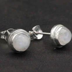 Mondstein Ohrstecker Steinschmuck 925 Silber (Paar)