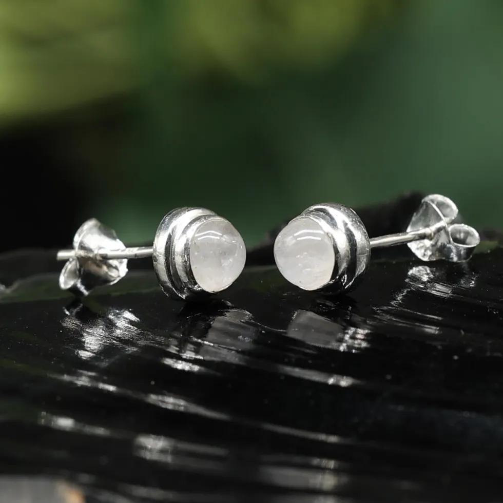 Mondstein Ohrstecker Steinschmuck 925 Silber (Paar)