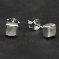Mondstein Quadrat Ohrstecker 5mm 925 Silber (Paar)