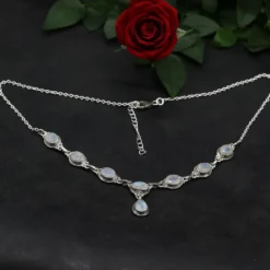 Mondstein Schmuck Collier 925 Silber Damen Collier Edelstein Halskette