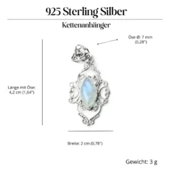Mondstein Schmuck kunstvoll verziert Steinschmuck 925 Silber