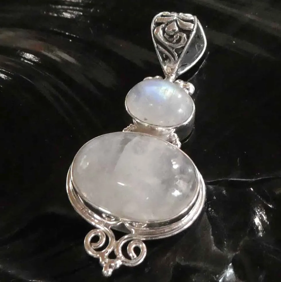 Mondstein Steinschmuck Anhänger 925 Silber Edelstein