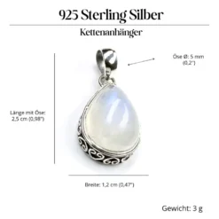 Mondstein Steinschmuck Anhänger 925 Silber Hand geschmiedet