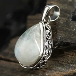 Mondstein Steinschmuck Anhänger 925 Silber Hand geschmiedet