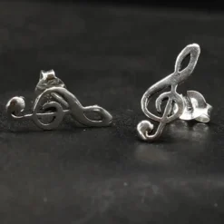 Notenschlüssel Ohrstecker Ohrring groß 925 Silber Ohrschmuck