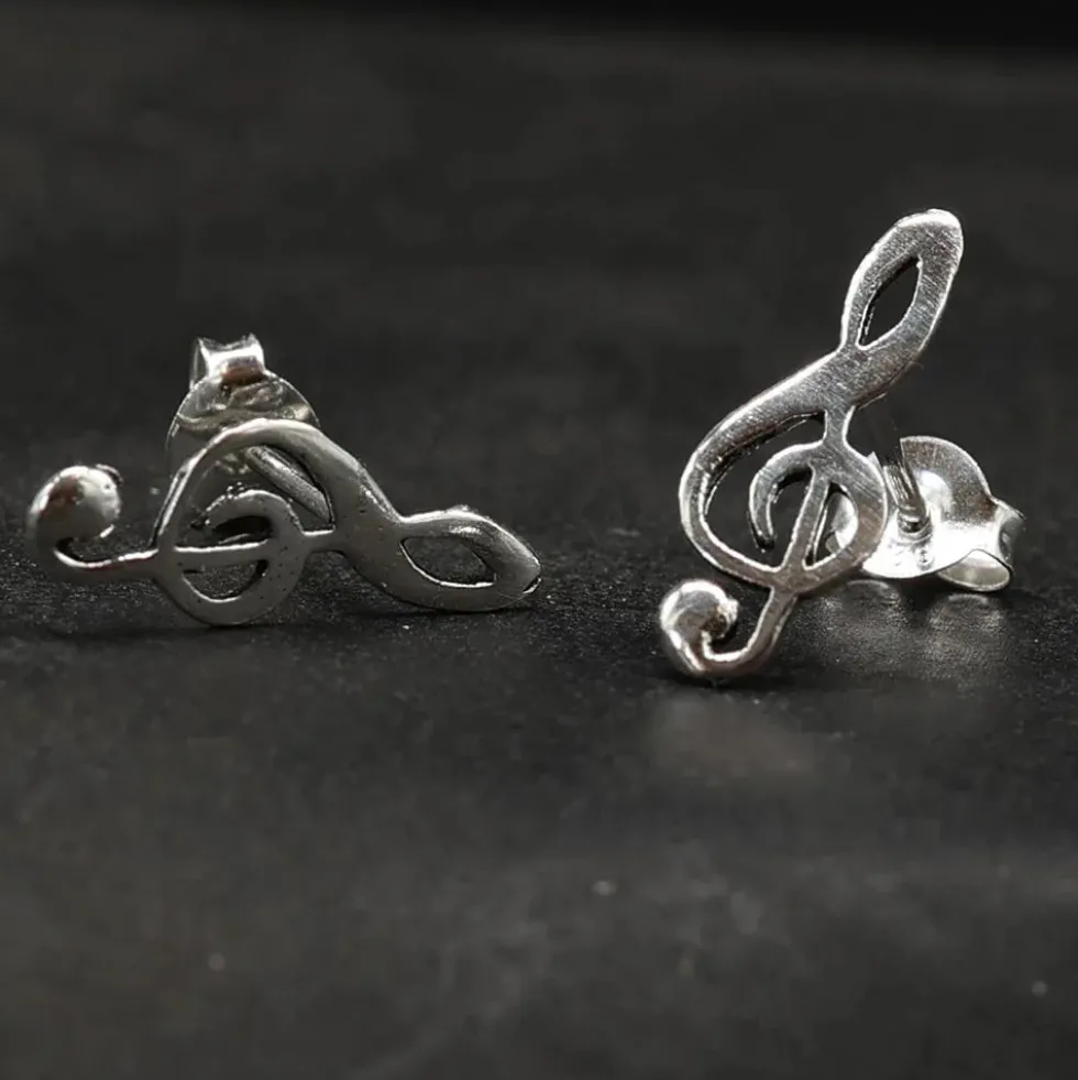 Notenschlüssel Ohrstecker Ohrring groß 925 Silber Ohrschmuck