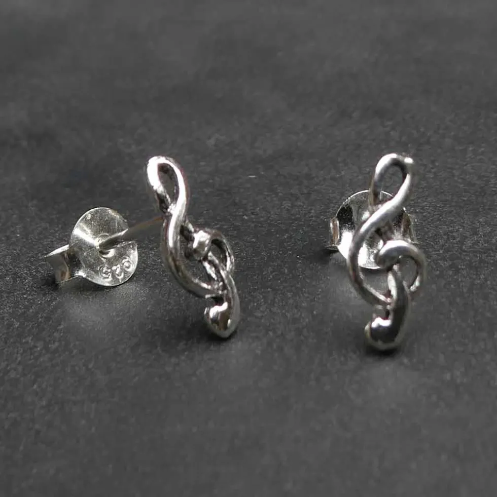Notenschlüssel Ohrstecker Ohrring Silber Ohrschmuck 925 Silber