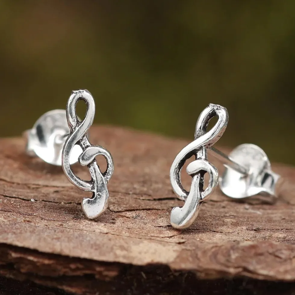 Notenschlüssel Ohrstecker Ohrring Silber Ohrschmuck 925 Silber