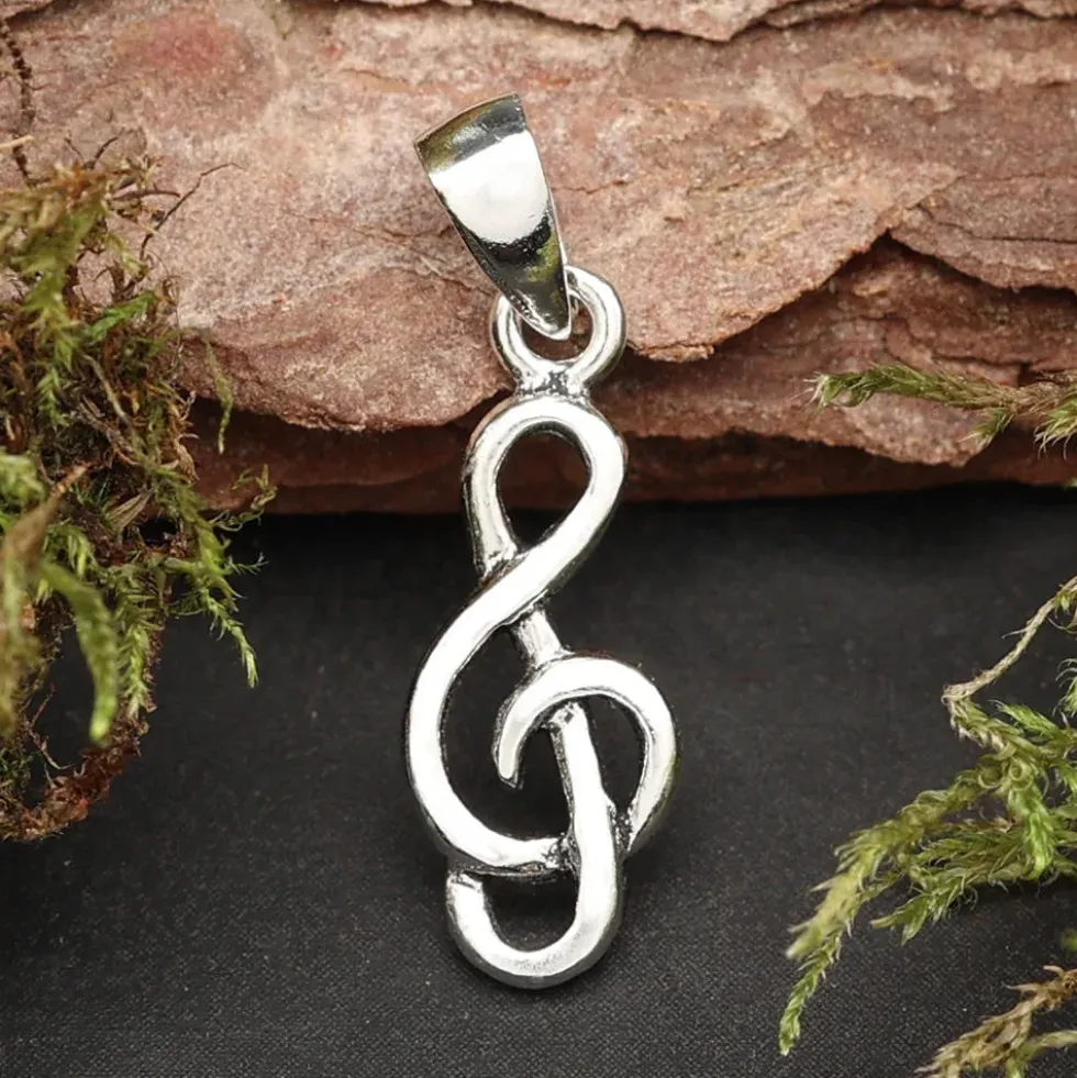 Notenschlüssel Schmuck Kettenanhänger 925 Silber Violinschlüssel