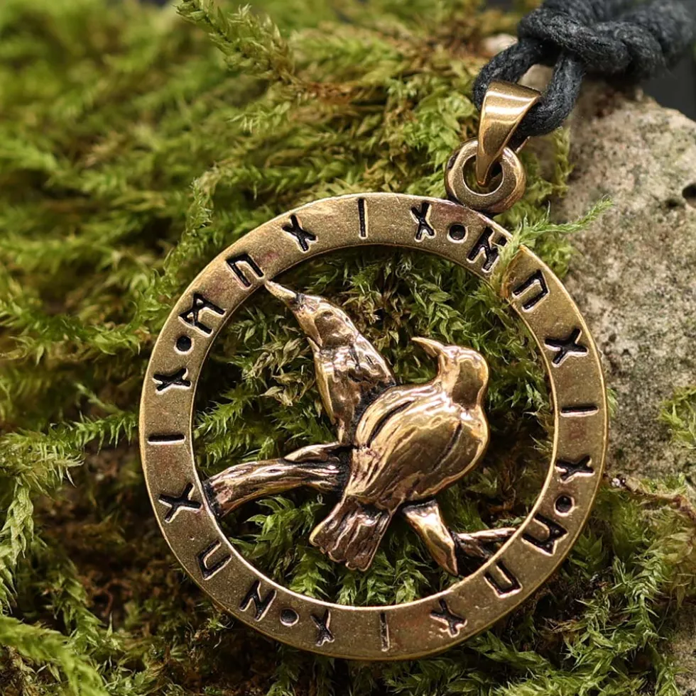 Odins Raben Schmuck Bronze Anhänger
