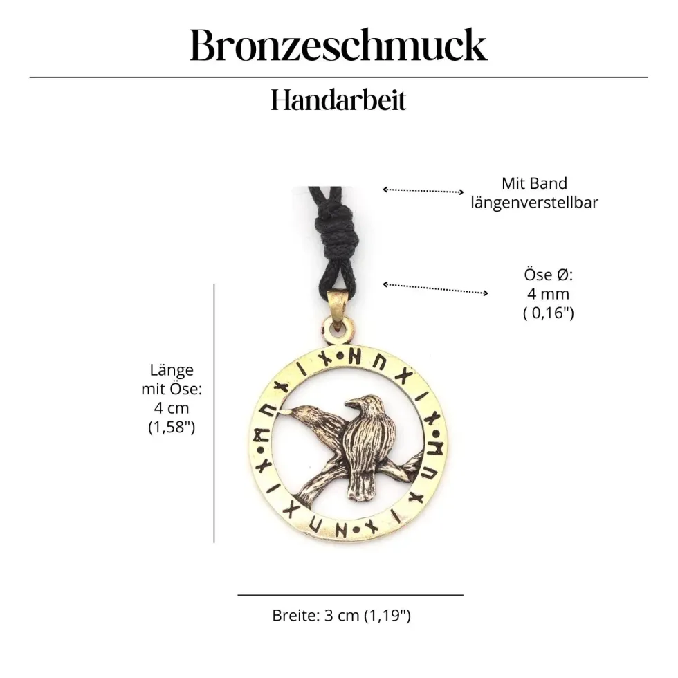 Odins Raben Schmuck Bronze Anhänger