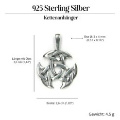 Offene Dreifalt Schmuck 925 Sterling Silber keltischer Anhänger
