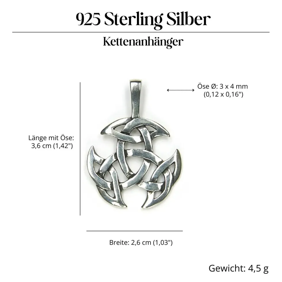 Offene Dreifalt Schmuck 925 Sterling Silber keltischer Anhänger