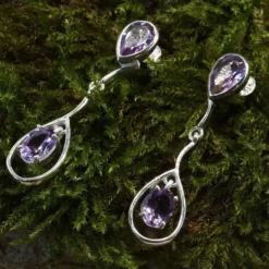Ohrhänger Amethyst Design Ohrschmuck ausgefallen 925 Silber Ohrringe