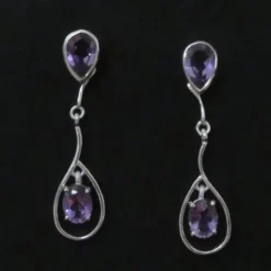 Ohrhänger Amethyst Design Ohrschmuck ausgefallen 925 Silber Ohrringe