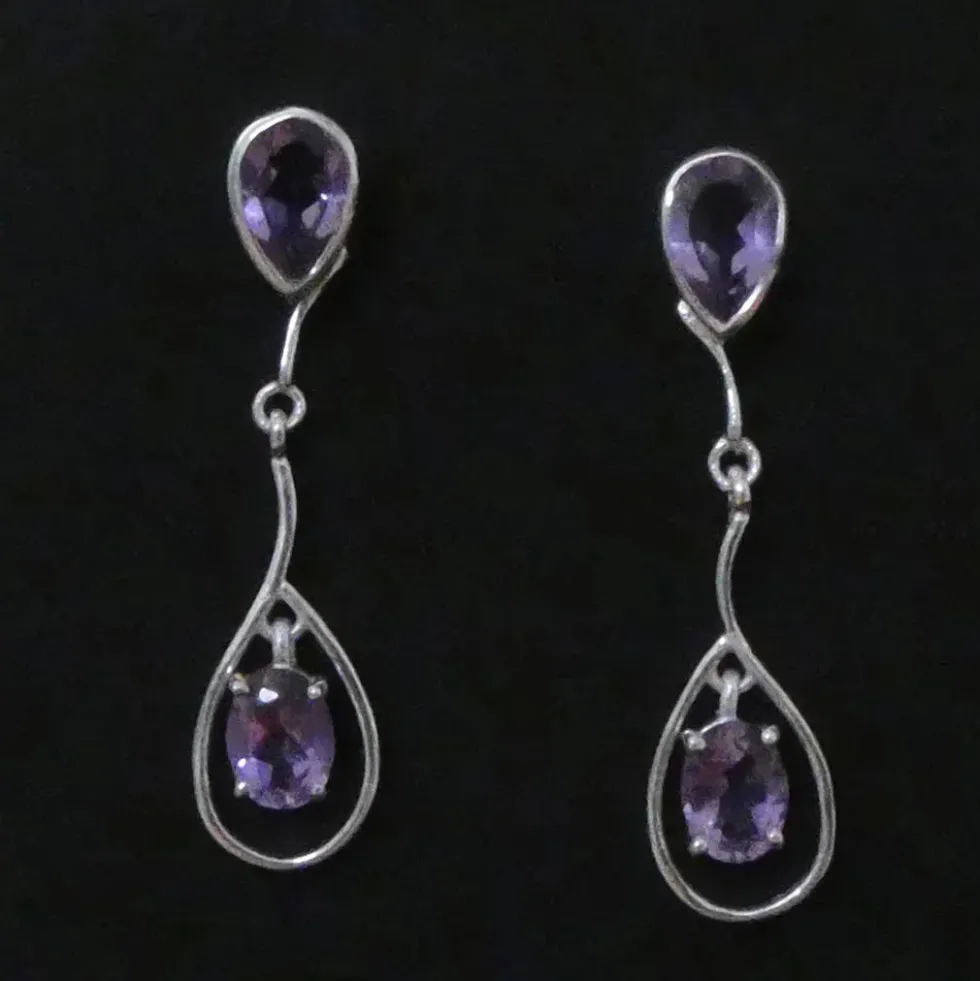 Ohrhänger Amethyst Design Ohrschmuck ausgefallen 925 Silber Ohrringe