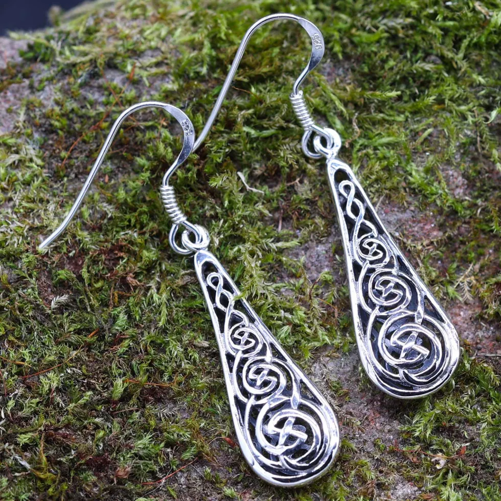 Ohrhänger keltischer Knoten in Tropfenform 925 Silber Paarpreis