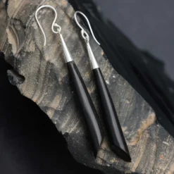 Ohrhänger 925 Silber mit langen Horn Anhänger