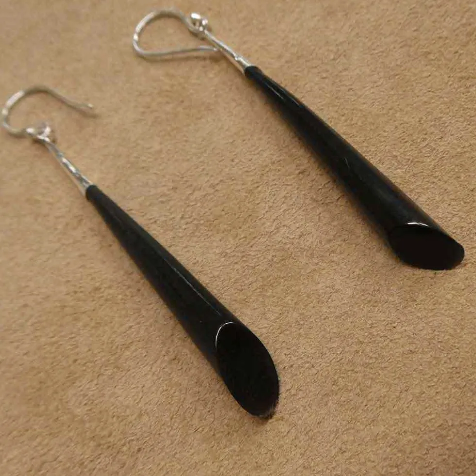 Ohrhänger 925 Silber mit langen Horn Anhänger