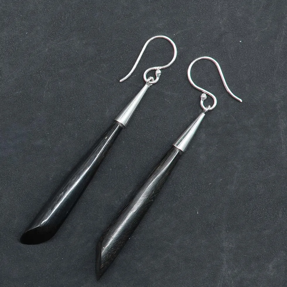 Ohrhänger 925 Silber mit langen Horn Anhänger