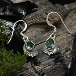 Ohrringe Mystik Quarz zarte Ohrringe Edelstein und 925 Silber