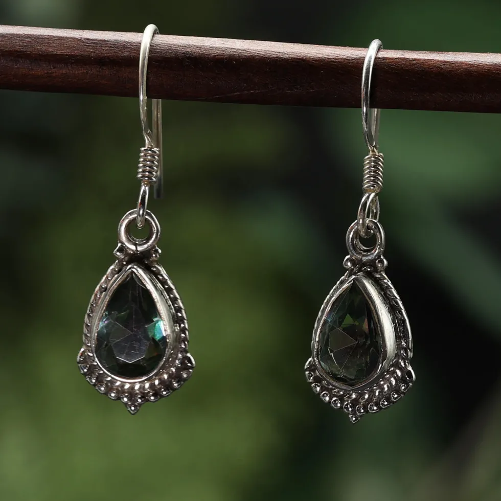 Ohrringe Mystik Quarz zarte Ohrringe Edelstein und 925 Silber