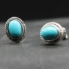 Ohrringe Türkis edler Damen Ohrring oval 925 Sterlingsilber