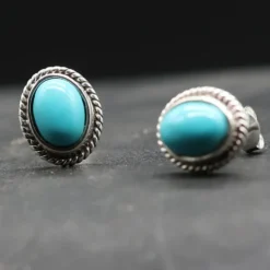 Ohrringe Türkis edler Damen Ohrring oval 925 Sterlingsilber