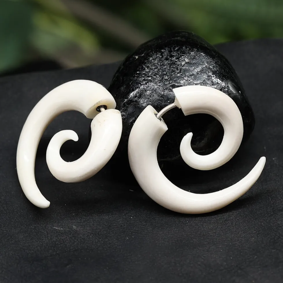 Ohrring Fake Piercing Spirale 3 cm Knochen Ohrschmuck (Paar)