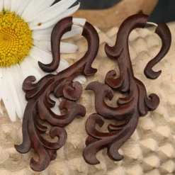Ohrring Holzschmuck Flower Fake Piercing Ohrschmuck Holz (Paar)