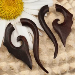 Ohrschmuck Fakepiercing Garuda Holz Ohrring Holzschmuck (Paar)