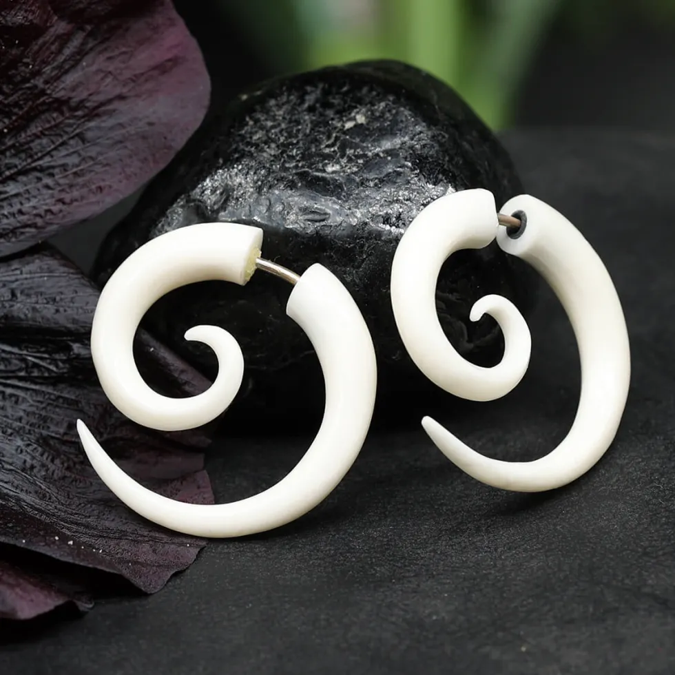 Ohrschmuck Fake Piercing Spirale 2,5 cm Knochen Ohrring (Paar)