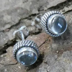 Ohrstecker Blauer Topas Ø 8mm 925 Sterlingsilber (Paar)