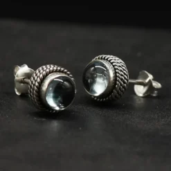 Ohrstecker Blauer Topas Ø 8mm 925 Sterlingsilber (Paar)