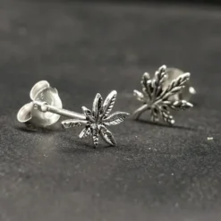 Ohrstecker Hanf 925 Silber Cannabis Ohrschmuck