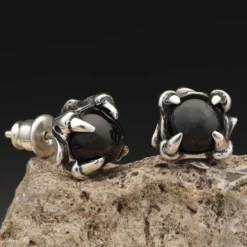 Ohrstecker Kralle Gothic Biker Ohrschmuck Black Star ausgefallen edel 925er Silber