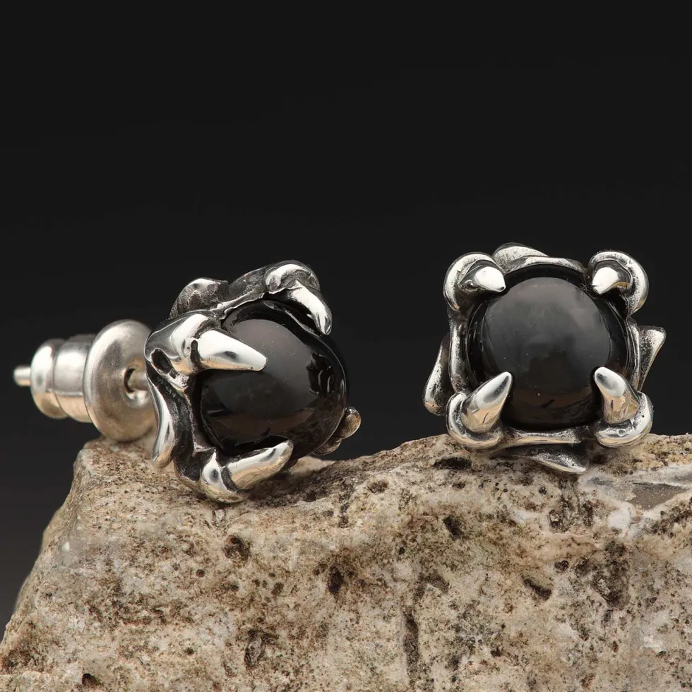 Ohrstecker Kralle Gothic Biker Ohrschmuck Black Star ausgefallen edel 925er Silber