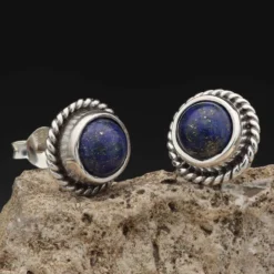 Ohrstecker Lapislazuli stilvoll geflochten 925 Silber