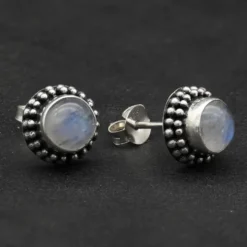 Ohrstecker Mondstein Ø 10mm 925 Sterlingsilber (Paar)