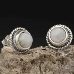 Ohrstecker Mondstein stilvoll geflochten 925 Silber