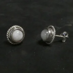 Ohrstecker Mondstein stilvoll geflochten 925 Silber