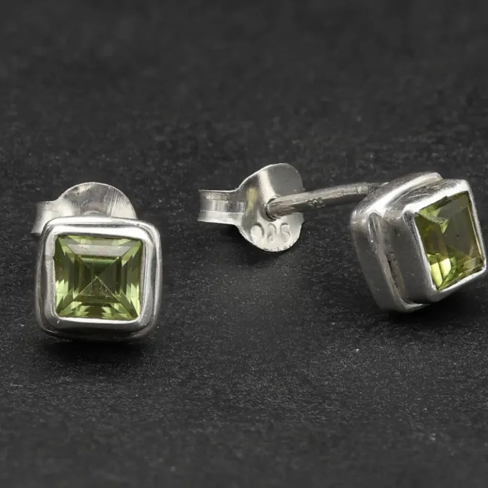 Ohrstecker Peridot Edelstein 925 Sterlingsilber (Paar)