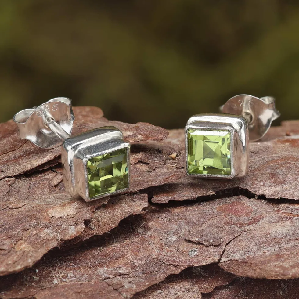 Ohrstecker Peridot Edelstein 925 Sterlingsilber (Paar)